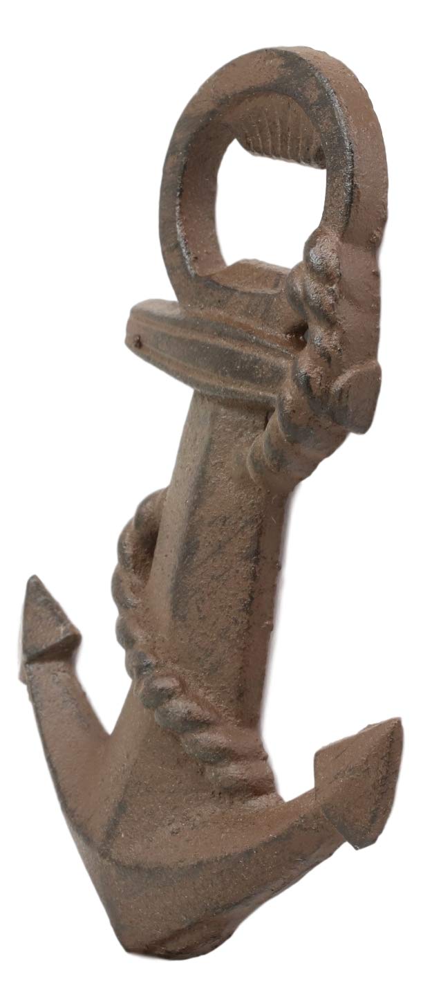 Ebros Gift Ebros Rustic Vintage Solid Cast Iron Metal Nautical Ship Anchor Soda Beer Bottle Cap Opener 6.5" High Coastal Sea Bayou Boat Getty Port Anchors Party Decor Accent (4)