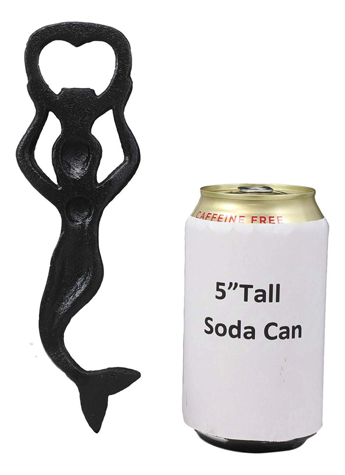 Ebros Gift Ebros Rustic Vintage Verdigris Cast Iron Metal Nautical Coastal Goddess Siren Mermaid Soda Beer Bottle Cap Opener 7.5" High Mermaids Under The Sea Party Decor Accent (4)
