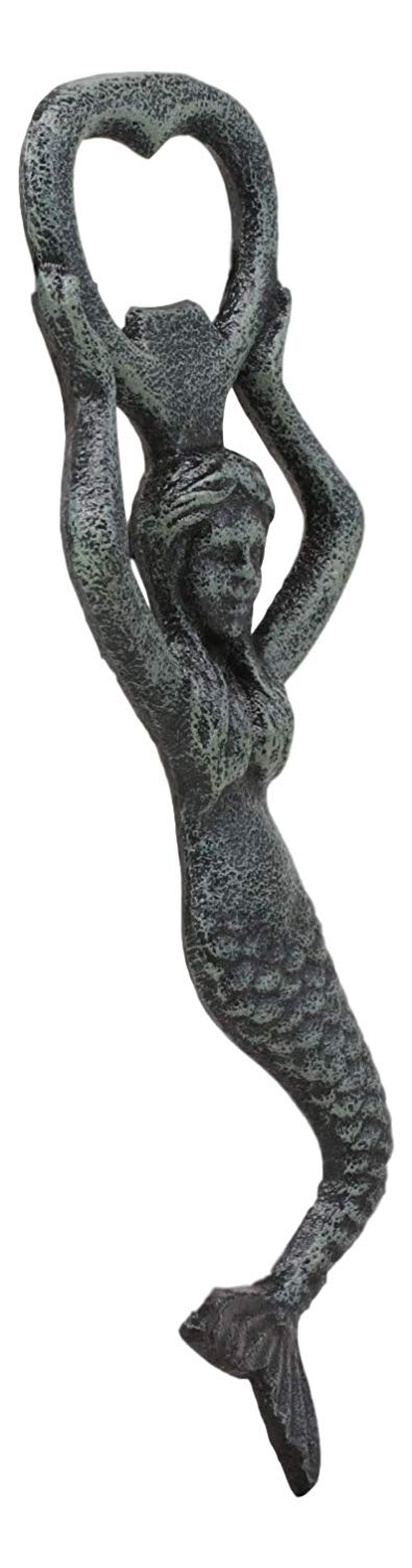 ebros gift Ebros Rustic Vintage Verdigris Cast Iron Metal Nautical Coastal Goddess Siren Mermaid Soda Beer Bottle Cap Opener 7.5" High Mermaids Under The Sea Party Decor Accent (1)
