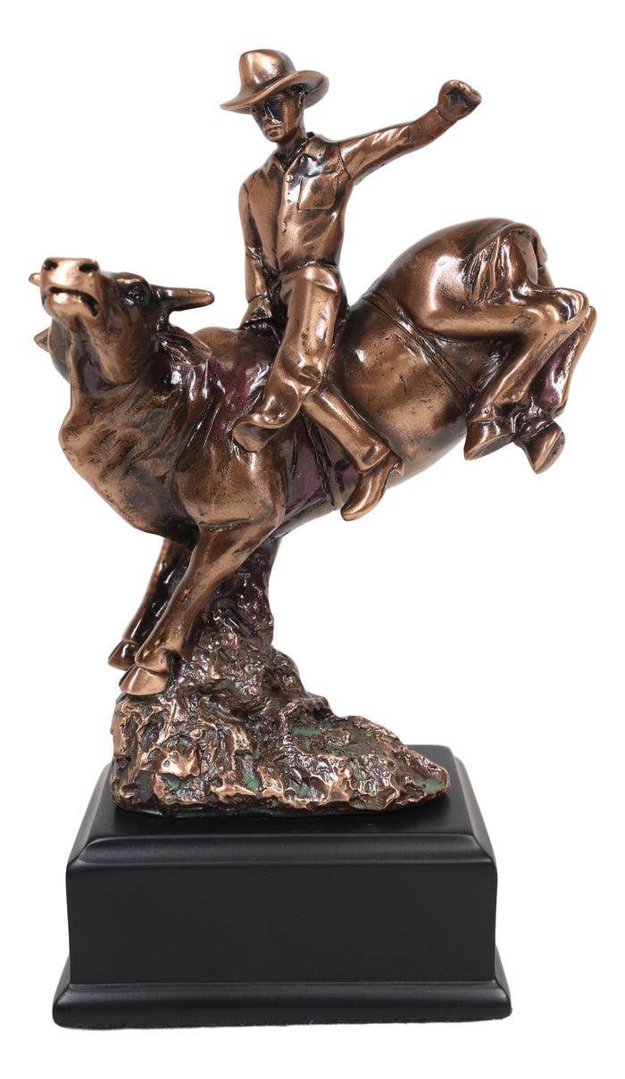 Ebros Gift Ebros Rustic Western Rodeo Cowboy W/ Bucking Bull Bronze Electroplated Figurine