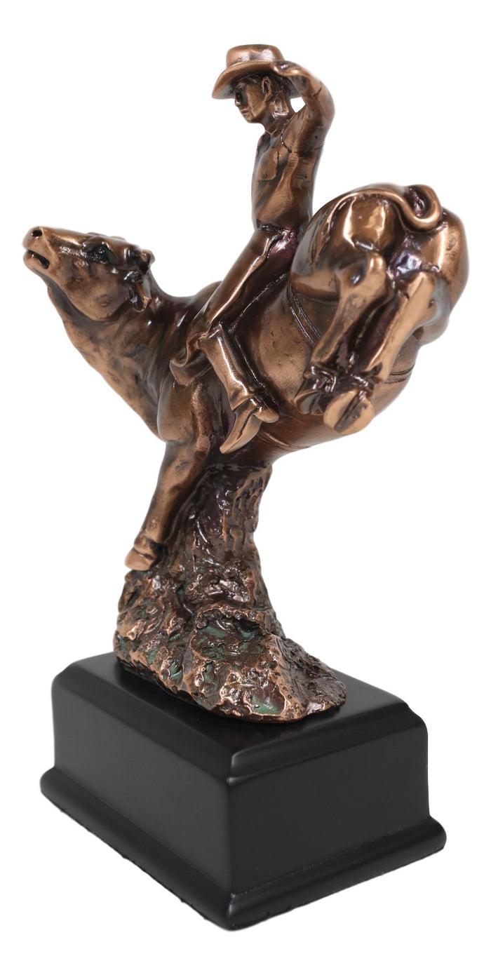 Ebros Gift Ebros Rustic Western Rodeo Cowboy W/ Bucking Bull Bronze Electroplated Figurine