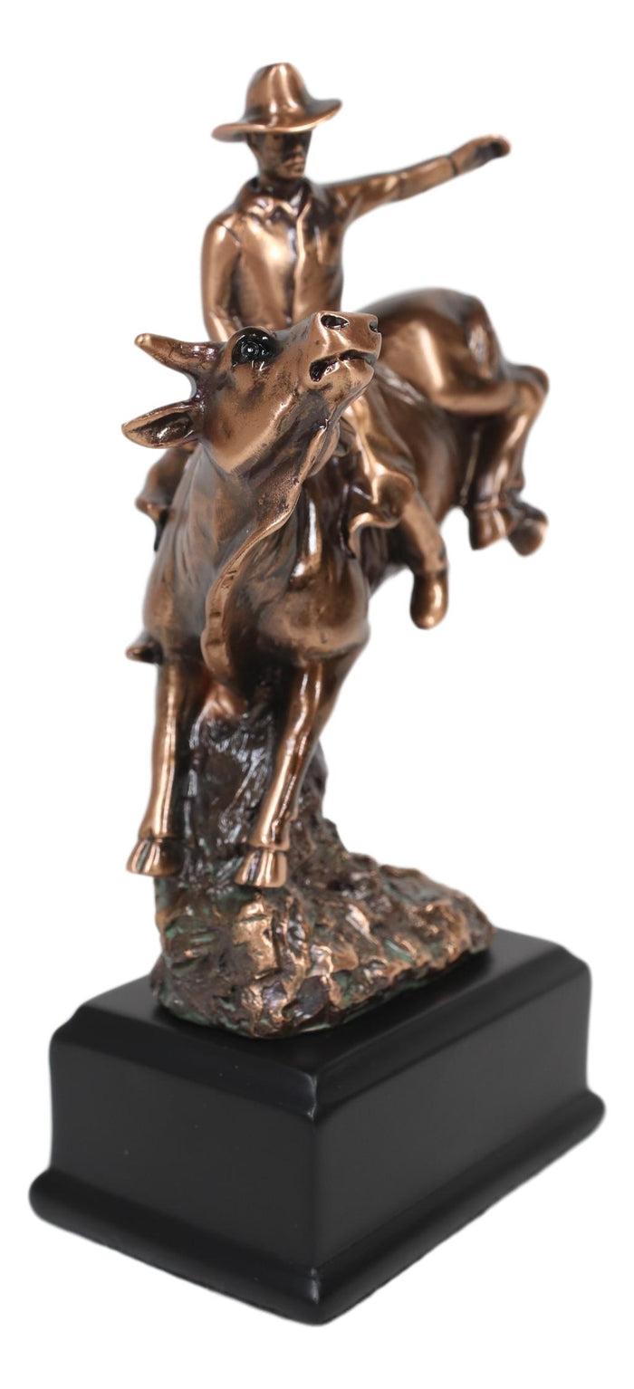 Ebros Gift Ebros Rustic Western Rodeo Cowboy W/ Bucking Bull Bronze Electroplated Figurine