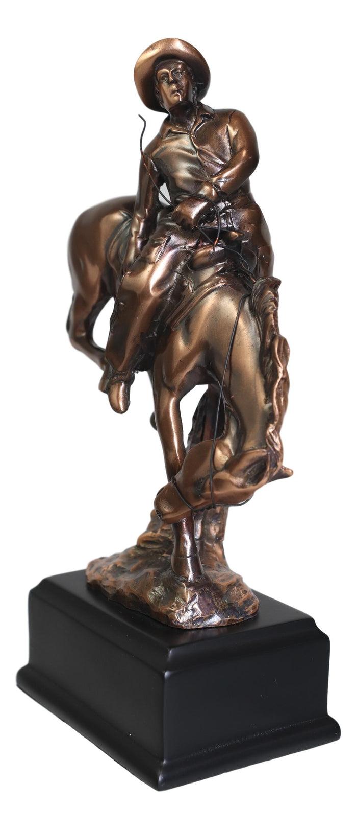 Ebros Gift Ebros Rustic Western Rodeo Cowboy W/ Bucking Horse Bronze Electroplated Figurine