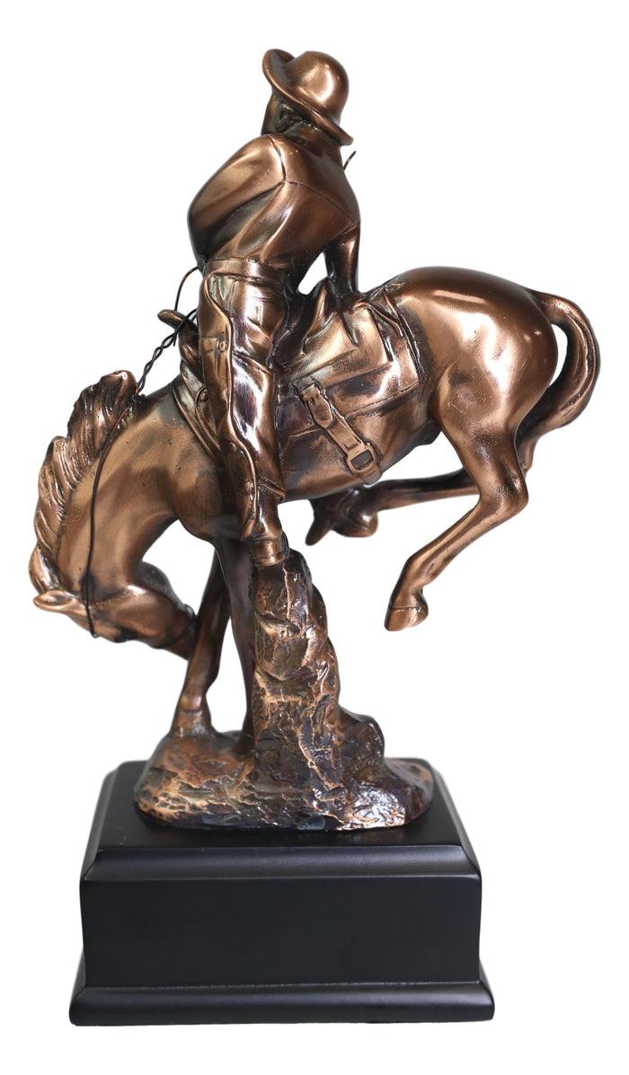 Ebros Gift Ebros Rustic Western Rodeo Cowboy W/ Bucking Horse Bronze Electroplated Figurine