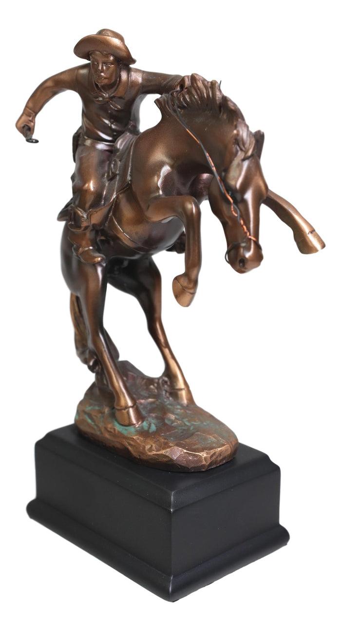 Ebros Gift Ebros Rustic Western Rodeo Cowboy W/ Rearing Horse Bronze Electroplated Figurine