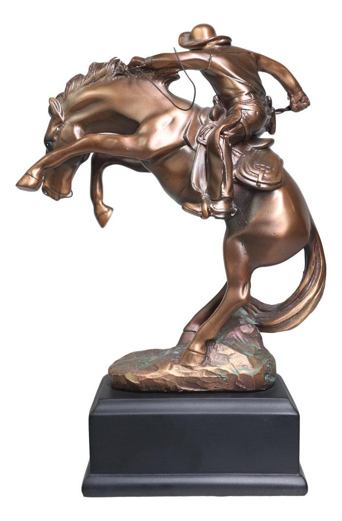 Ebros Gift Ebros Rustic Western Rodeo Cowboy W/ Rearing Horse Bronze Electroplated Figurine