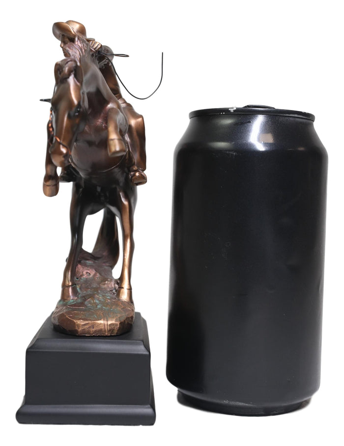 Ebros Gift Ebros Rustic Western Rodeo Cowboy W/ Rearing Horse Bronze Electroplated Figurine