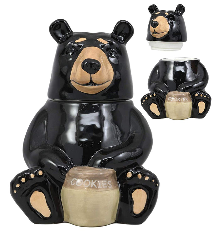 Ebros Gift Ebros Rustic Wildlife American Black Bear With 'Cookies' Honey Pot Ceramic Cookie Jar 8.25"Tall