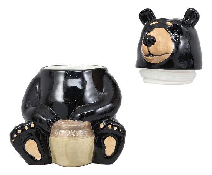 Ebros Gift Ebros Rustic Wildlife American Black Bear With 'Cookies' Honey Pot Ceramic Cookie Jar 8.25"Tall