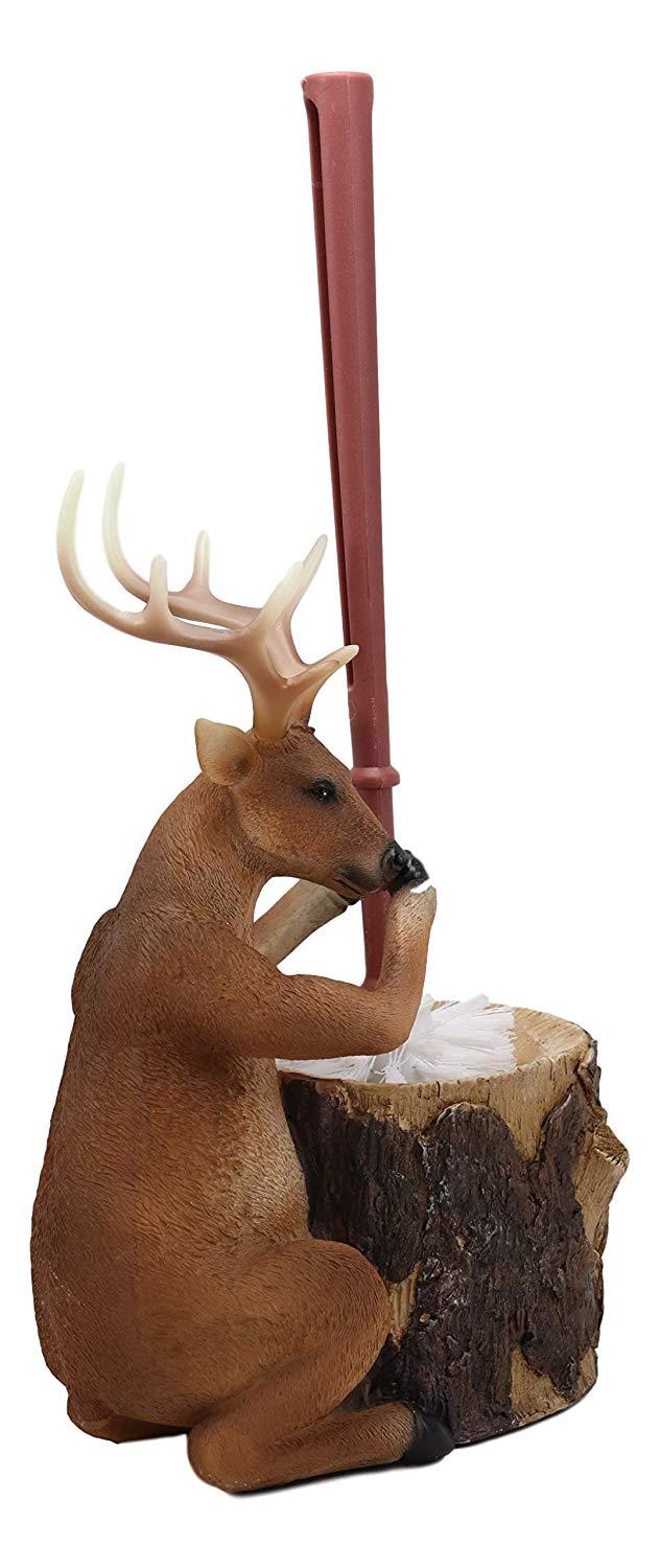 Ebros Gift Ebros Rustic Wildlife Animal Stinky Potion Toilet Brush & Tree Stump Base Holder