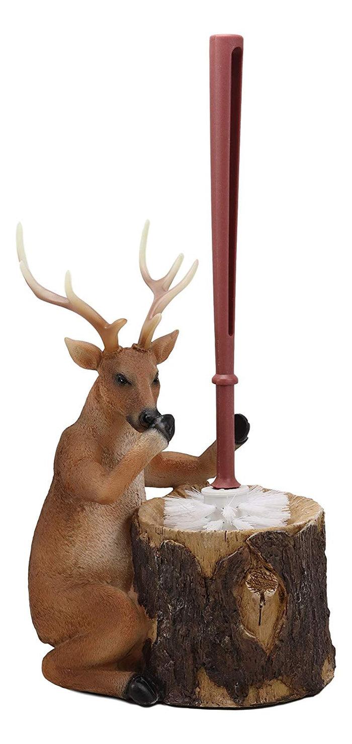 Ebros Gift Ebros Rustic Wildlife Animal Stinky Potion Toilet Brush & Tree Stump Base Holder
