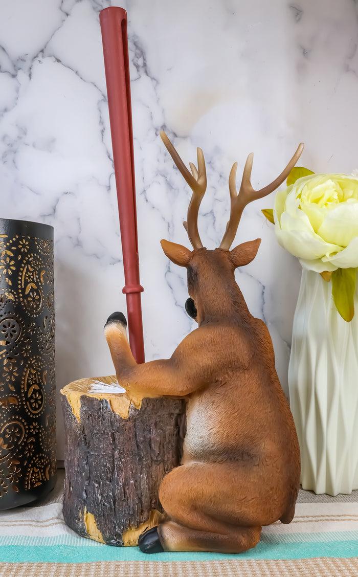 Ebros Gift Ebros Rustic Wildlife Animal Stinky Potion Toilet Brush & Tree Stump Base Holder
