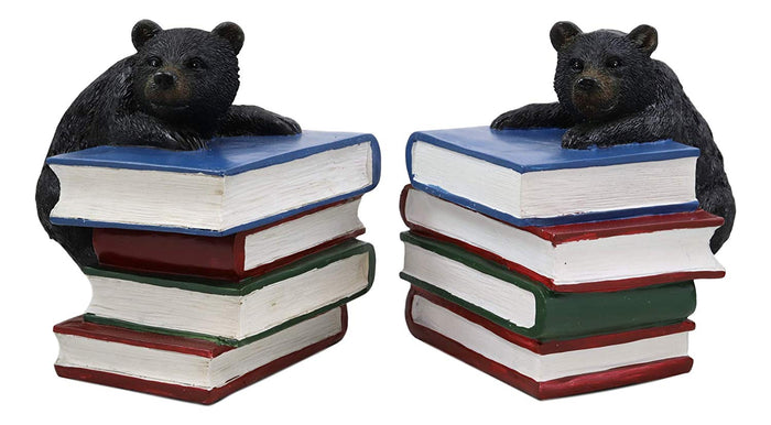Ebros Gift Ebros Rustic Wildlife Bear Cubs Climbing Stack Of Books Bookends 2 Figurine Set