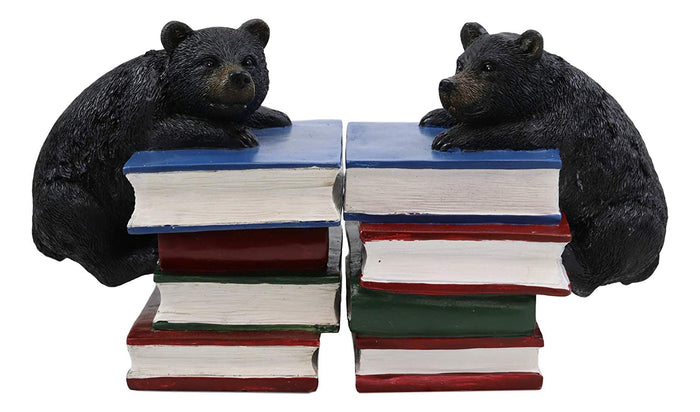 Ebros Gift Ebros Rustic Wildlife Bear Cubs Climbing Stack Of Books Bookends 2 Figurine Set