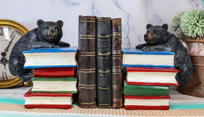 ebros gift Ebros Rustic Wildlife Bear Cubs Climbing Stack Of Books Bookends 2 Figurine Set