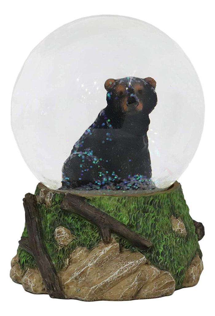 Ebros Gift Ebros Rustic Woodlands American Sitting Ursus Black Bear Glitter Water Globe Decor