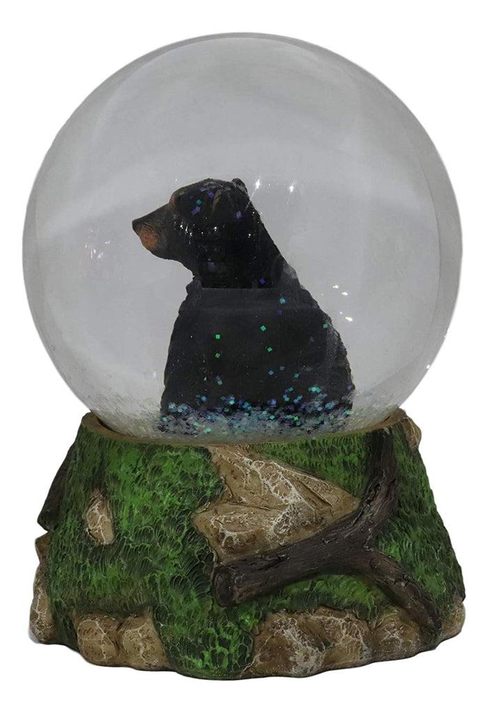 Ebros Gift Ebros Rustic Woodlands American Sitting Ursus Black Bear Glitter Water Globe Decor
