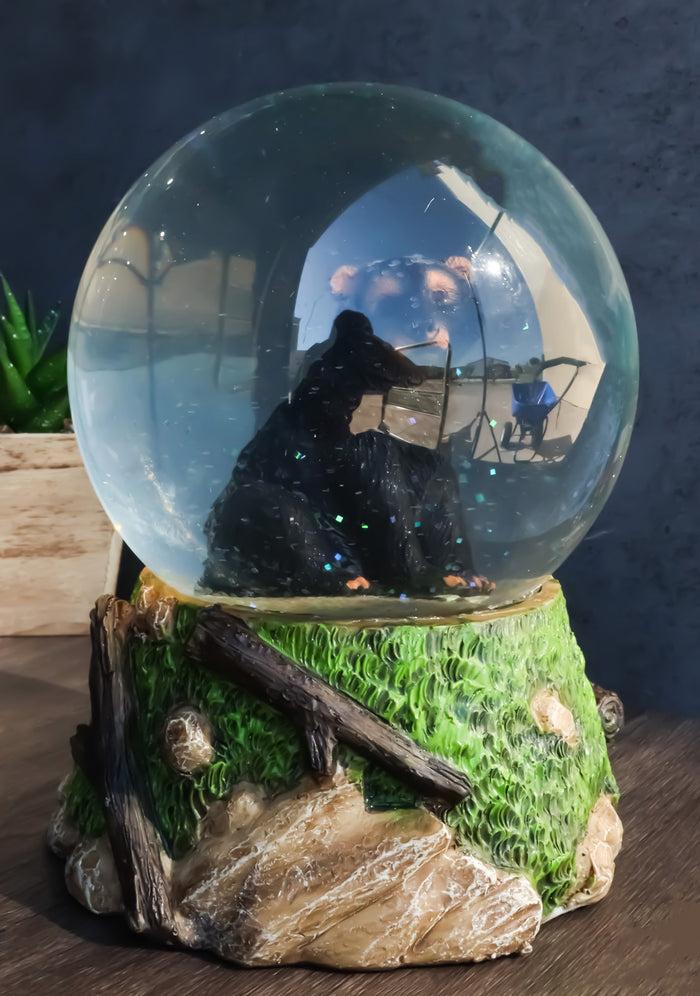 ebros gift Ebros Rustic Woodlands American Sitting Ursus Black Bear Glitter Water Globe Decor