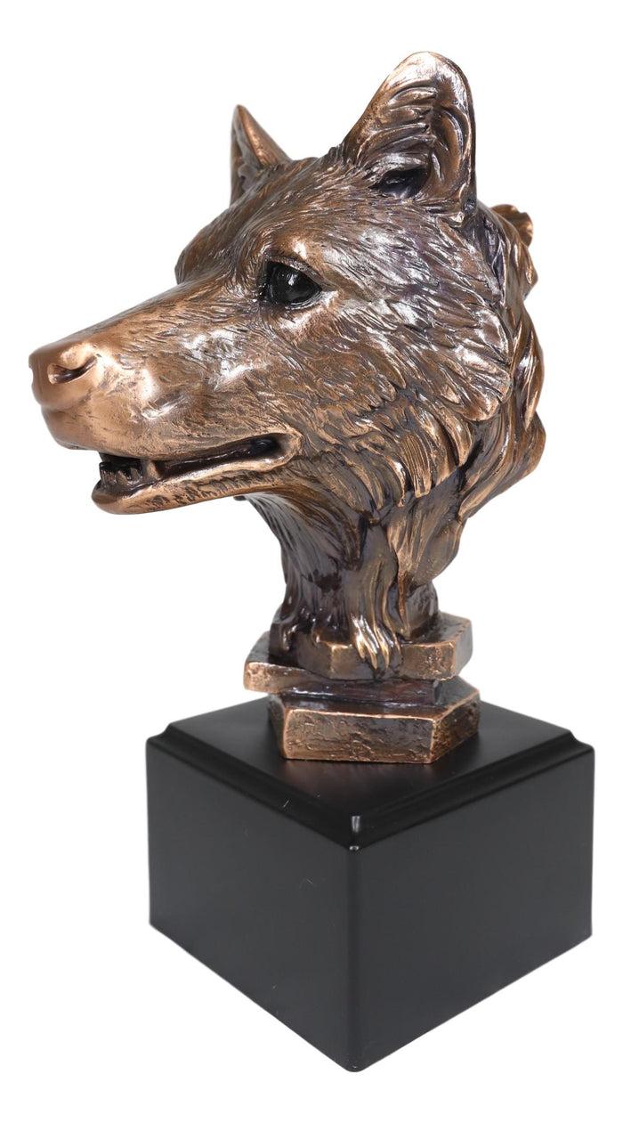 Ebros Gift Ebros Rustic Woodlands Spirit Wolf Head Bust Electroplated Bronze Finish Statue Decor