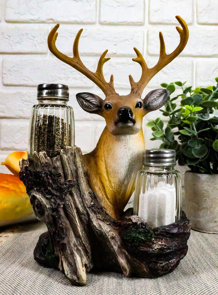 ebros gift Ebros Rustic Woodlands Wild Deer Big Buck Bust Salt & Pepper Shakers Holder