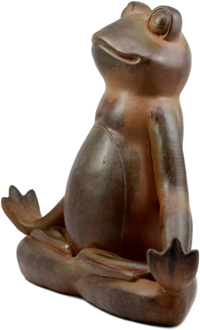 Ebros Gift Ebros Rustic Yoga Frog Garden Statue Meditating Buddha Frog Sculpture 14"Long