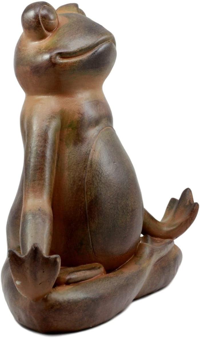 Ebros Gift Ebros Rustic Yoga Frog Garden Statue Meditating Buddha Frog Sculpture 14"Long
