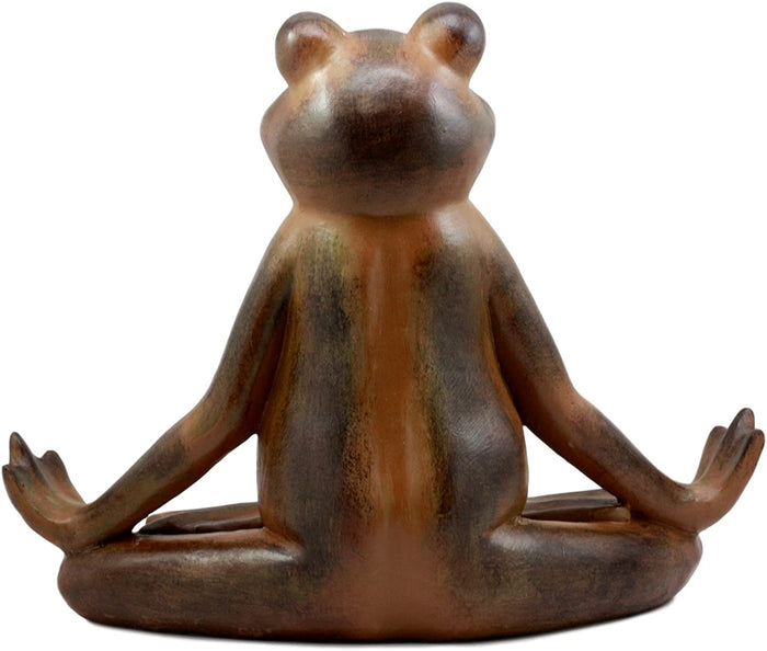 Ebros Gift Ebros Rustic Yoga Frog Garden Statue Meditating Buddha Frog Sculpture 14"Long