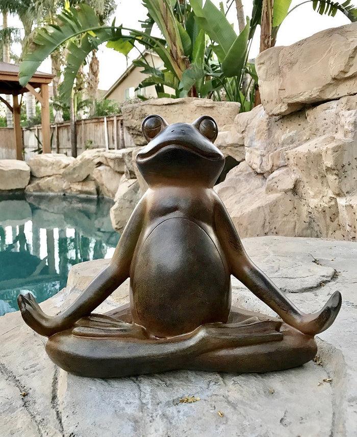 ebros gift Ebros Rustic Yoga Frog Garden Statue Meditating Buddha Frog Sculpture 14"Long