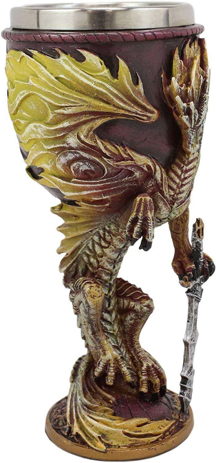 Ebros Gift Ebros Ruth Thompson Dragon's Lair Flame Blade Drake 8oz Wine Goblet Chalice Cup