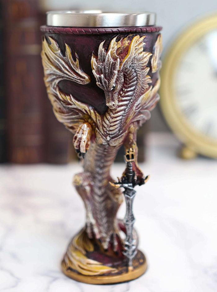 ebros gift Ebros Ruth Thompson Dragon's Lair Flame Blade Drake 8oz Wine Goblet Chalice Cup