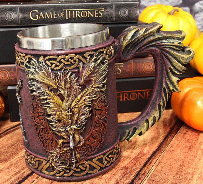 Ebros Gift Ebros Ruth Thompson Dragon's Lair Flame Blade Drake 14oz Coffee Mug Tankard