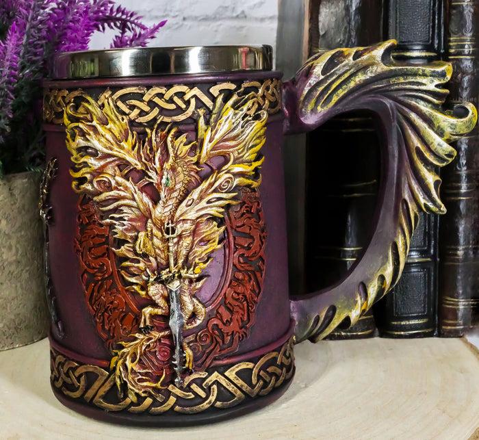 ebros gift Ebros Ruth Thompson Dragon's Lair Flame Blade Drake 14oz Coffee Mug Tankard