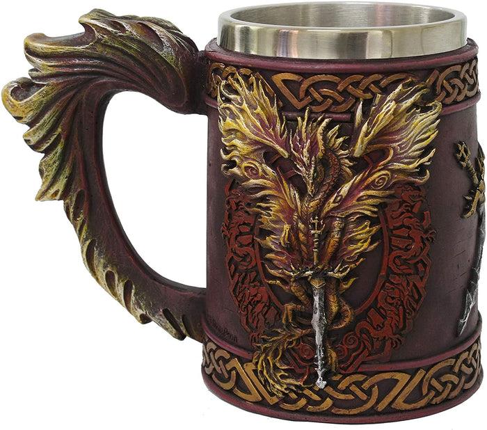 Ebros Gift Ebros Ruth Thompson Dragon's Lair Flame Blade Drake Mug And Wine Goblet Set