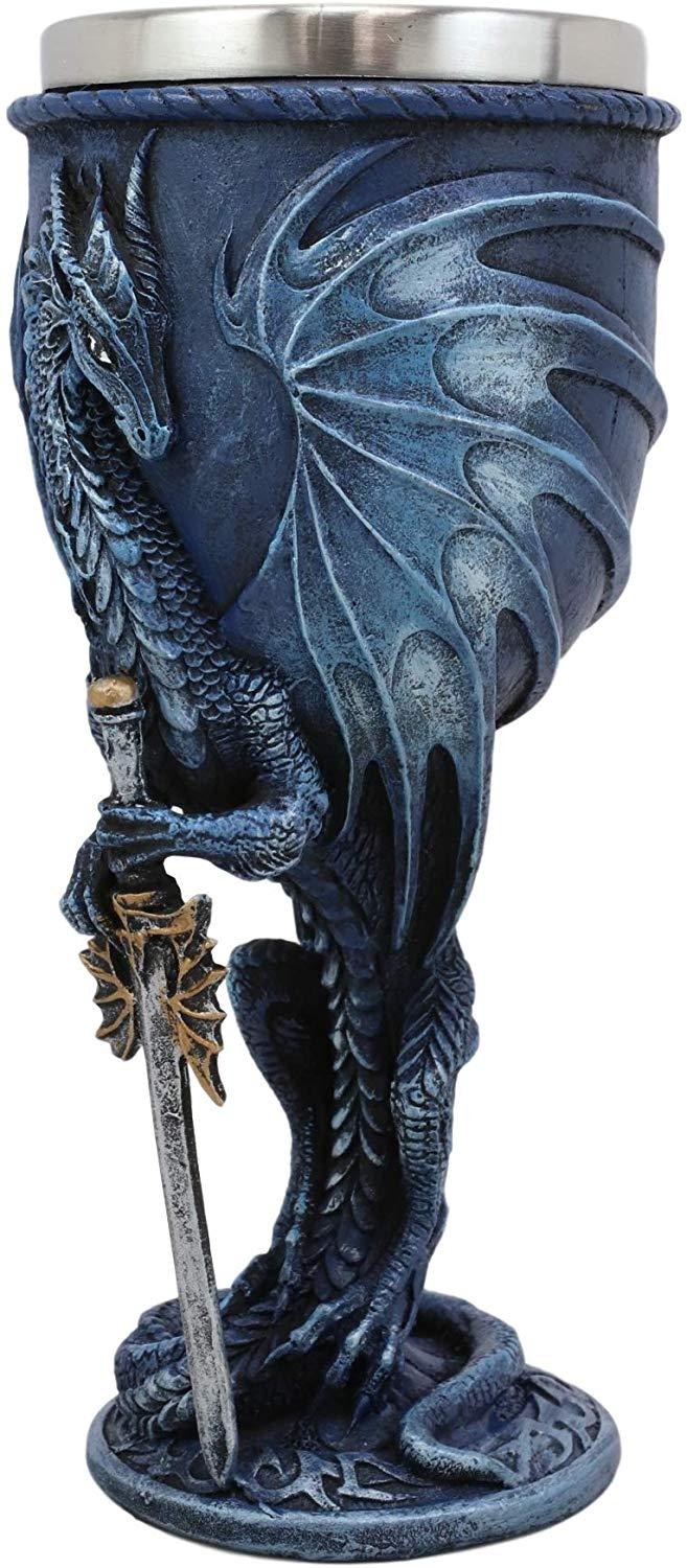 Ebros Gift Ebros Ruth Thompson Dragon's Lair Sea Blade Drake 8oz Wine Goblet Chalice Cup