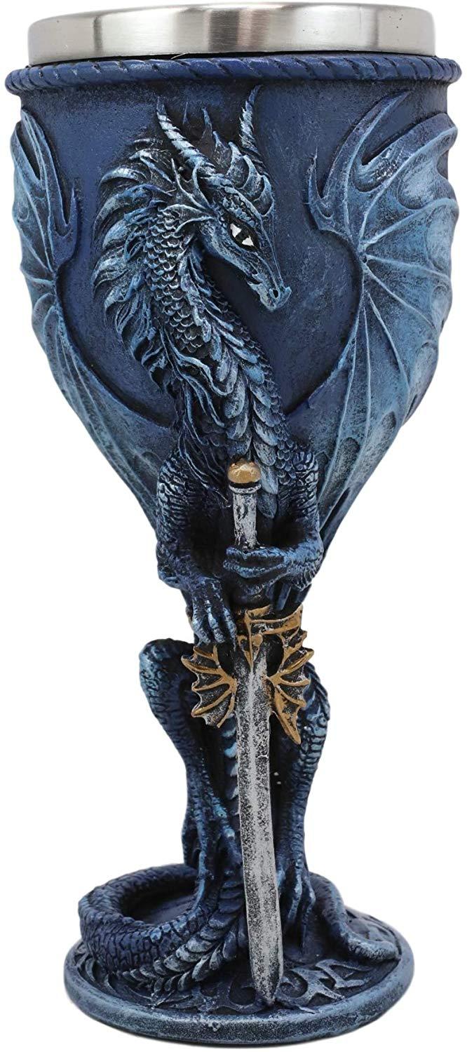 Ebros Gift Ebros Ruth Thompson Dragon's Lair Sea Blade Drake 8oz Wine Goblet Chalice Cup