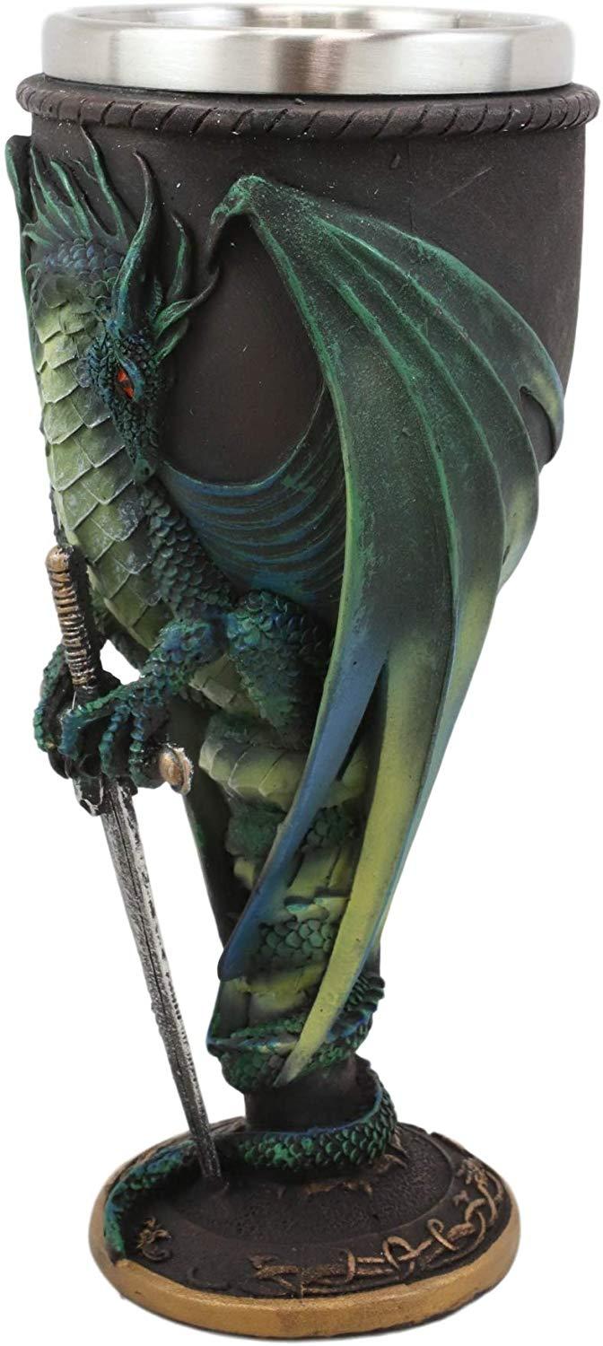 Ebros Gift Ebros Ruth Thompson Dragon's Lair Skull Blade Drake 8oz Wine Goblet Chalice Cup
