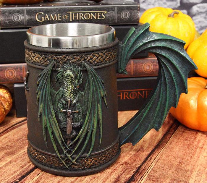 ebros gift Ebros Ruth Thompson Dragon's Lair Skull Blade Drake 14oz Coffee Mug Tankard