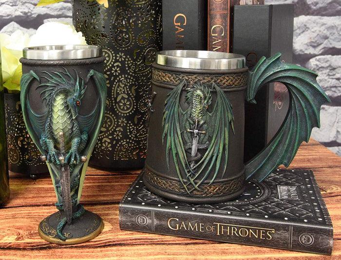 Ebros Gift Ebros Ruth Thompson Dragon's Lair Skull Blade Drake Mug And Wine Goblet Set