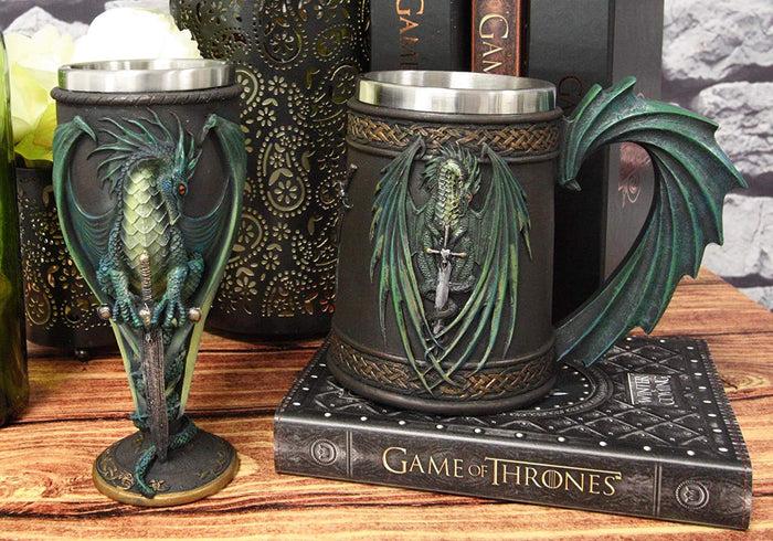 ebros gift Ebros Ruth Thompson Dragon's Lair Skull Blade Drake Mug And Wine Goblet Set