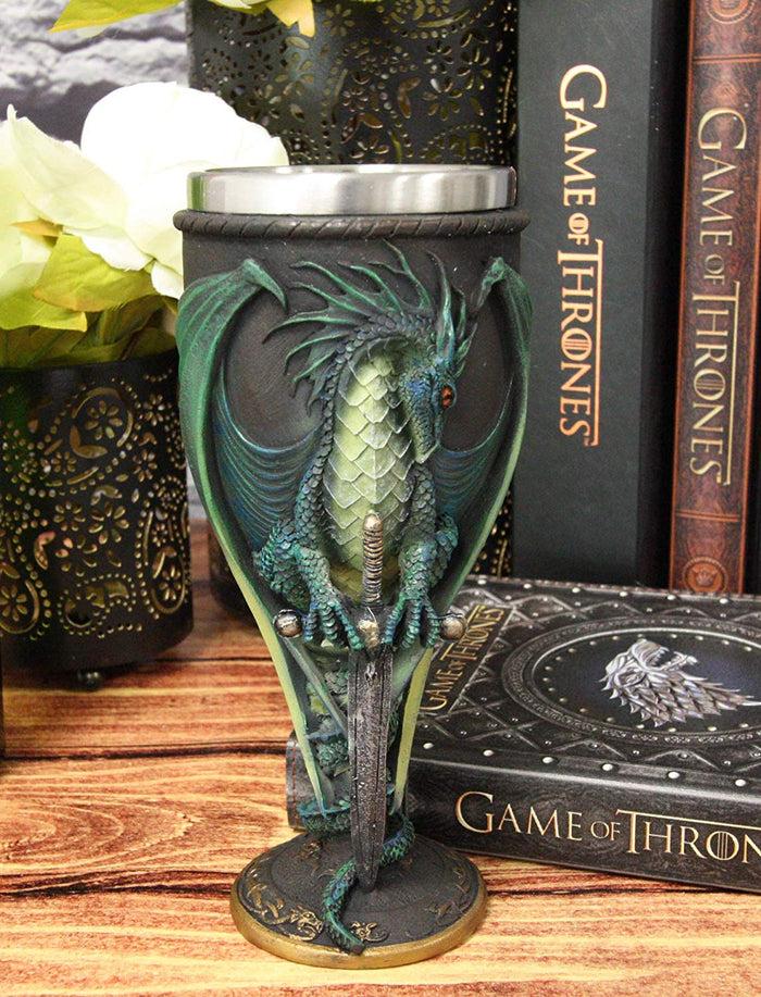 ebros gift Ebros Ruth Thompson Dragon's Lair Skull Blade Drake 8oz Wine Goblet Chalice Cup