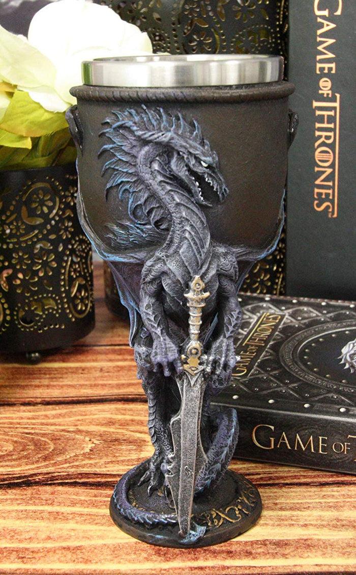 ebros gift Ebros Ruth Thompson Dragon's Lair Stone Blade Drake 8oz Wine Goblet Chalice Cup