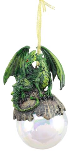 ebros gift Ebros Ruth Thompson Lord of The Forest Dragon Perching On Glass Ball 5" H Ornament Figurine