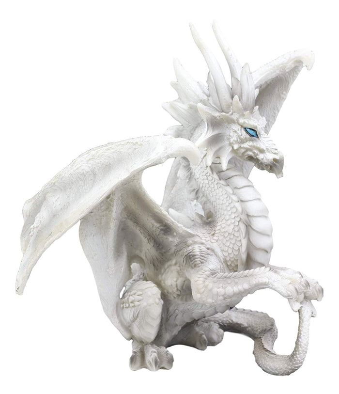 Ebros Gift Ebros Ruth Thompson White Checkmate Dragon With Majestic Horns Statue 8.25"H