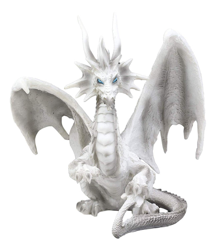 Ebros Gift Ebros Ruth Thompson White Checkmate Dragon With Majestic Horns Statue 8.25"H