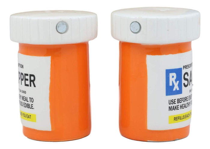 Ebros Gift Ebros Rx Pharmacy Prescription Bottles With Instructions Magnetic Salt And Pepper Shakers Set Ceramic Figurines Party Kitchen Tabletop Collectible Prop Decorative Accessories