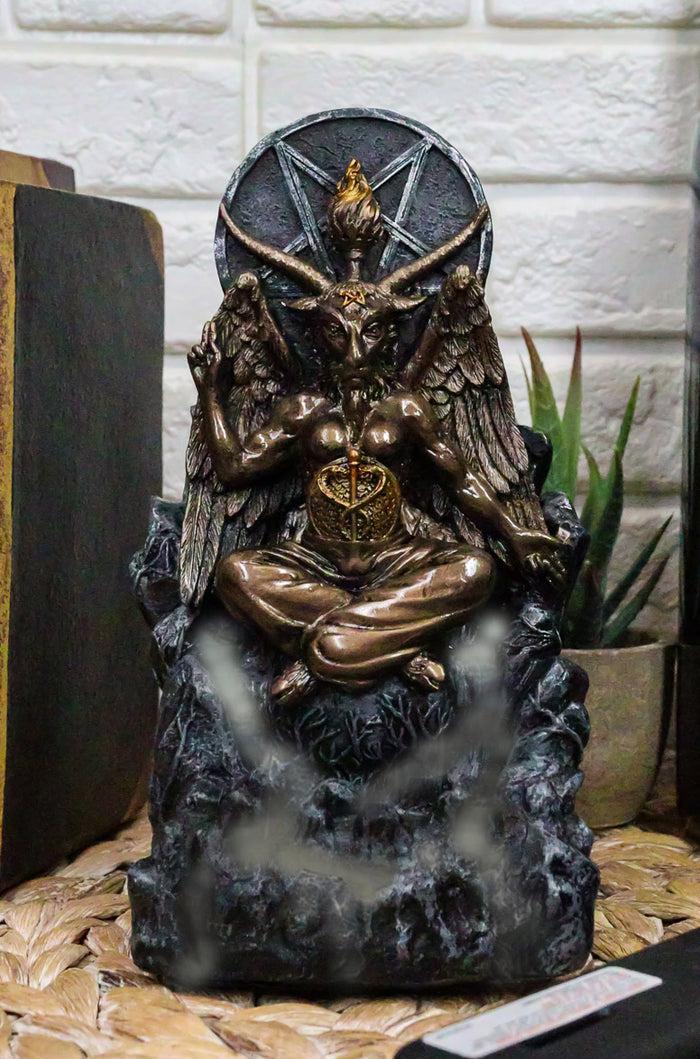 ebros gift Ebros Sabbatic Goat Baphomet Pentagram Sigil Backflow Cone Incense Burner Figurine