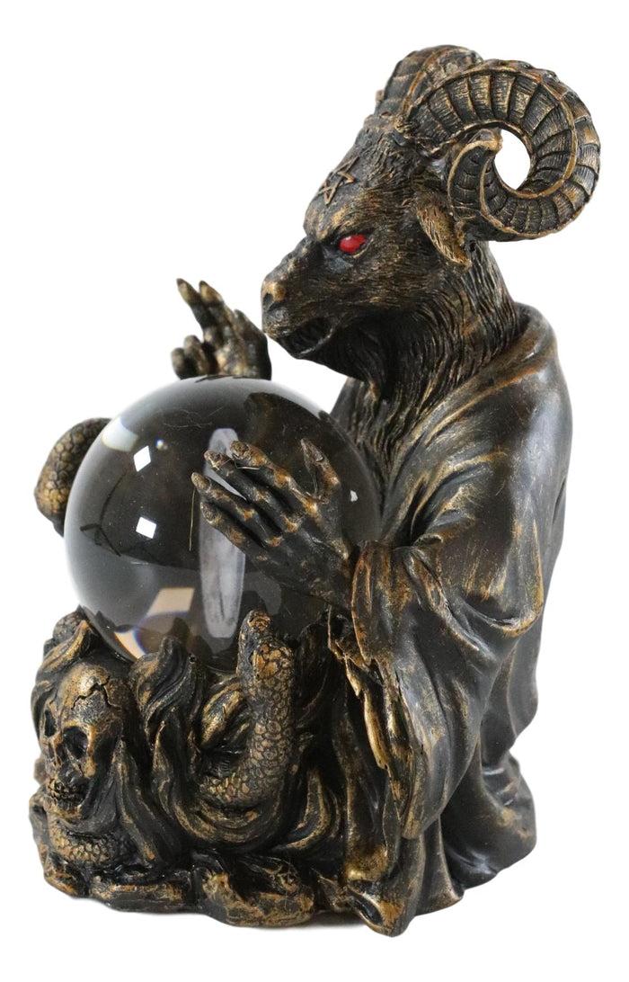 Ebros Gift Ebros Sabbatic Goat Baphomet Pentagram Star Sigil LED Glass Gazing Ball Statue