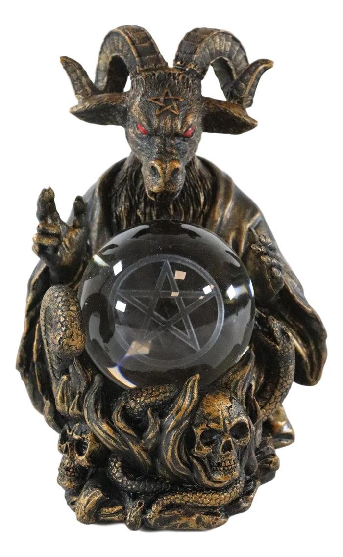 Ebros Gift Ebros Sabbatic Goat Baphomet Pentagram Star Sigil LED Glass Gazing Ball Statue