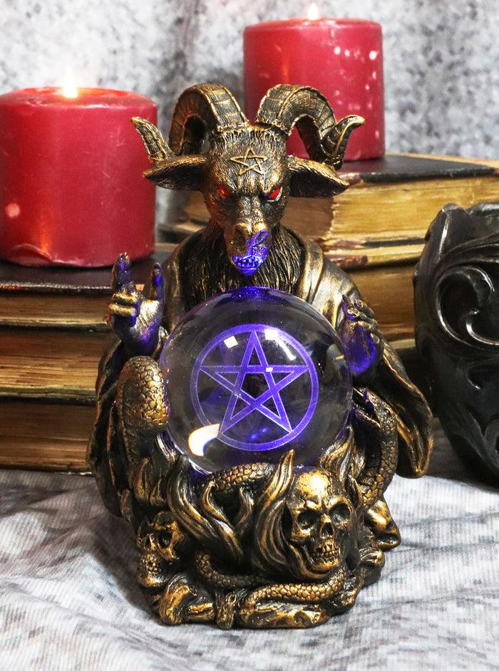 ebros gift Ebros Sabbatic Goat Baphomet Pentagram Star Sigil LED Glass Gazing Ball Statue