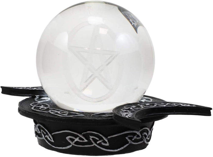 Ebros Gift Ebros Sacred Moon Triple Goddess Glass Gazing Ball Orb With Pentagram Symbol 6"W